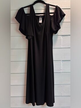 MSK Black Cold-Shoulder Dress with Ruffled Sleeves
